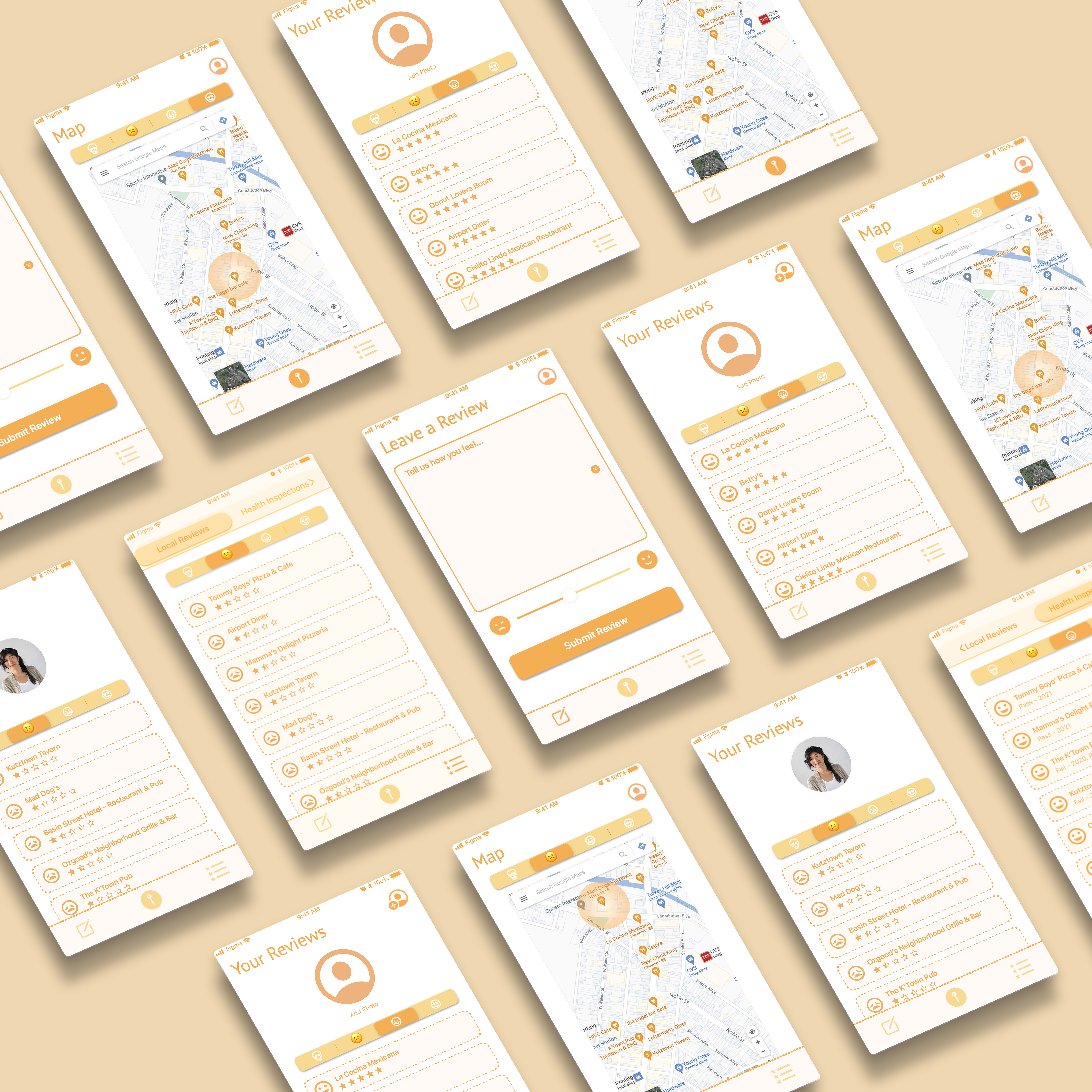 Food Mood Isometric App Mockup