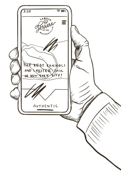illustration of a hand holding a mobile phone