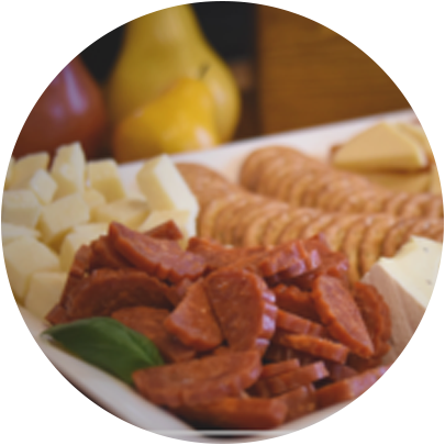 Cheese squares, pepperoni, and crackers