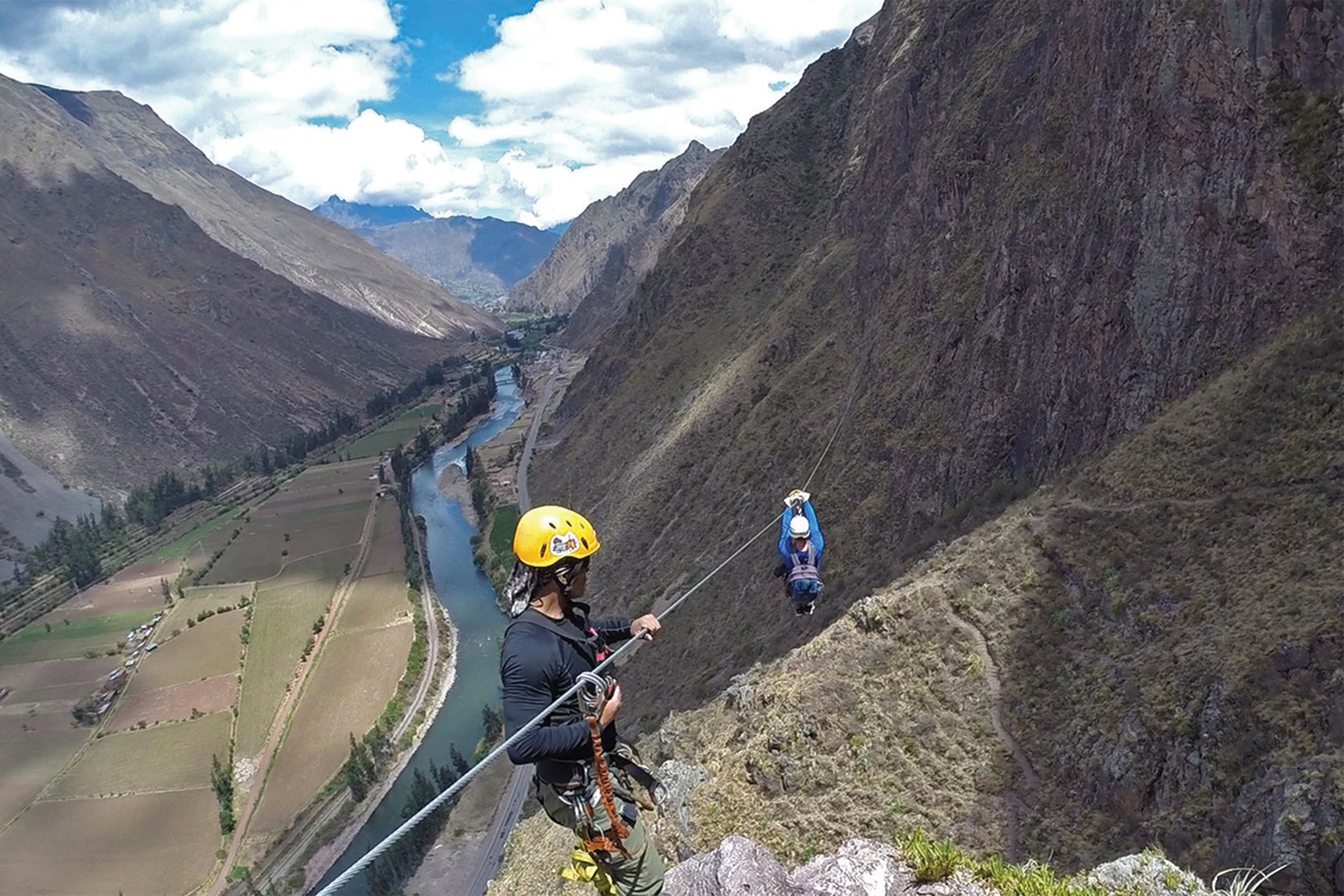 man ziplining