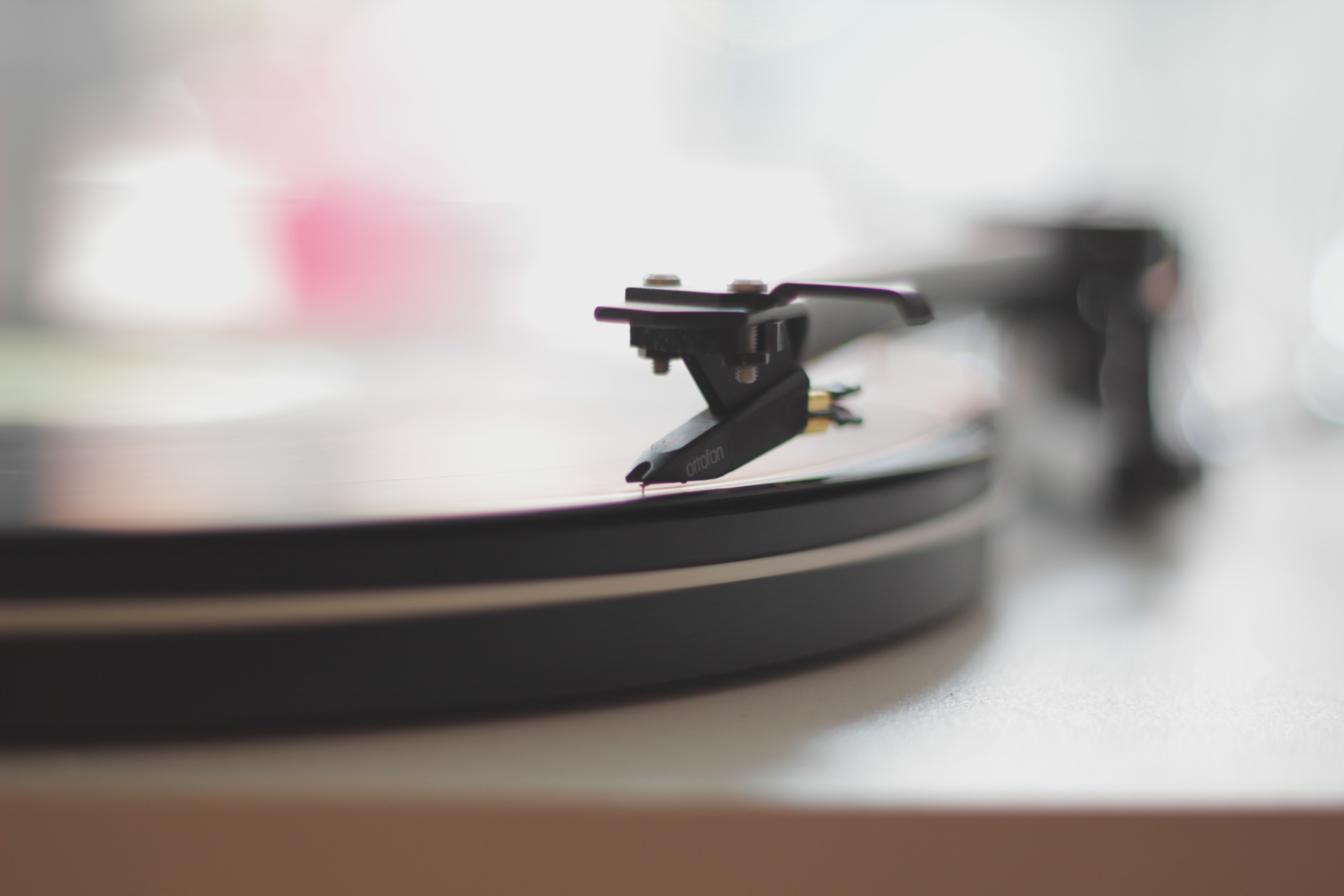 record player, blue background